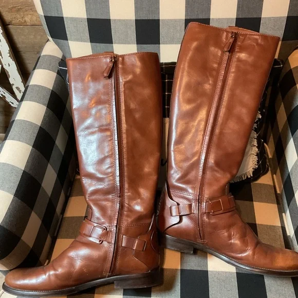 Tory Burch Brown Derby Riding Boots Women’s Size 9.5 9 1/2 - Picture 2 of 6